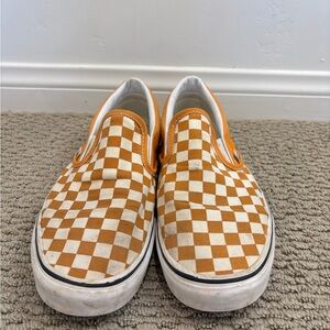 Vans Kids Orange and White Checkerboard Sneakers